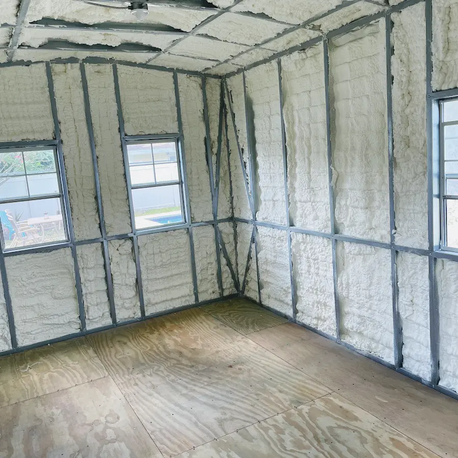 Closed-cell spray foam insulation applied to wall cavities in a residential project in Glen Burnie